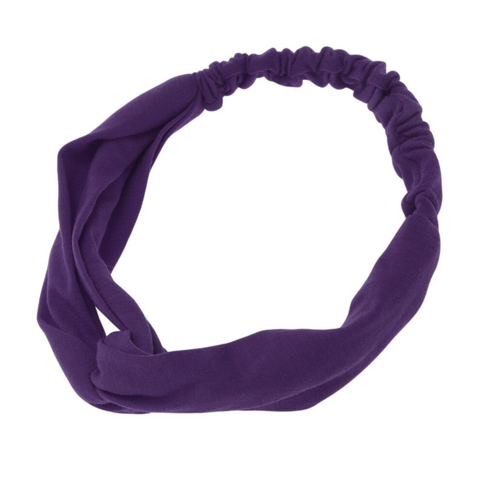 Simple Solid Elastic Cross Headwrap Dark Purple